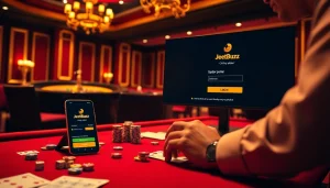 Engaging with the Jeetbuzz লগইন interface at a luxurious casino setup.