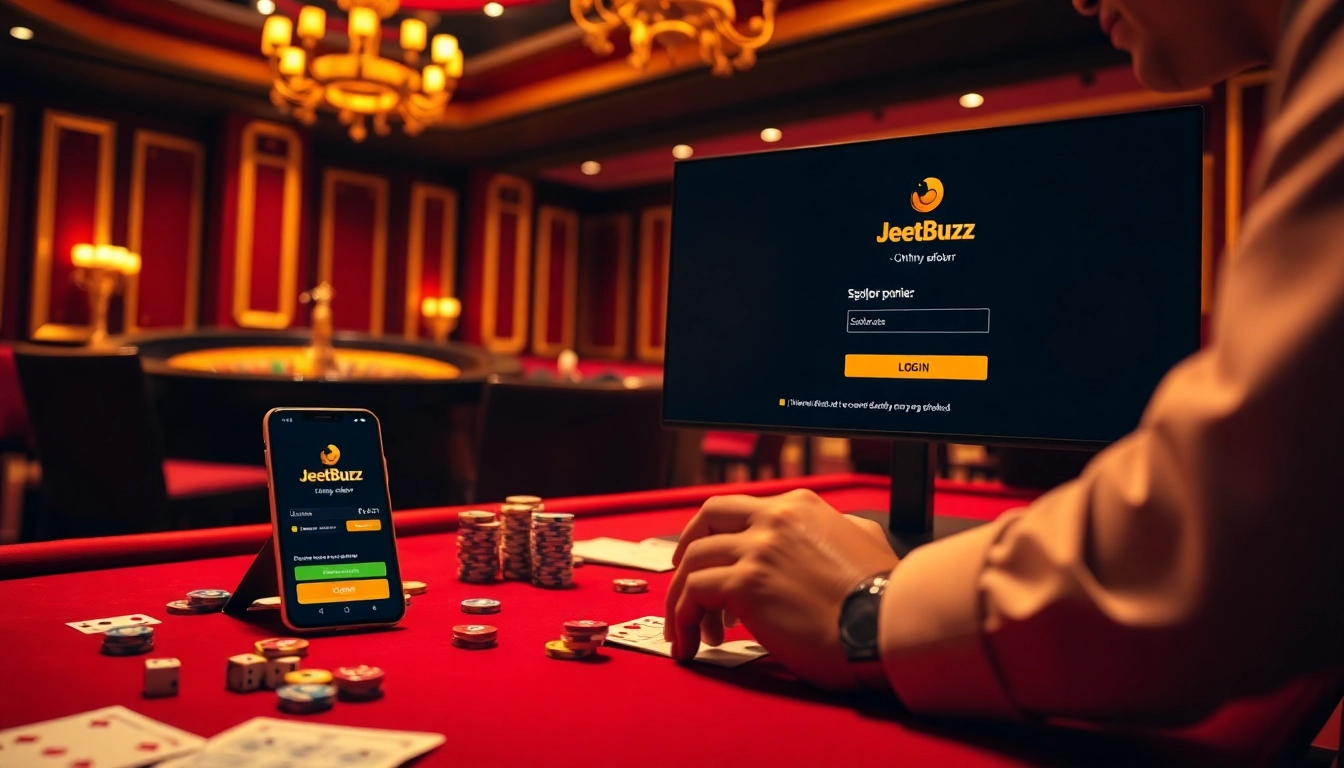 Engaging with the Jeetbuzz লগইন interface at a luxurious casino setup.