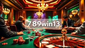 Engage with the excitement of the 789win13 casino atmosphere featuring poker action and roulette.