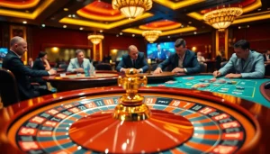 Experience SHBET's thrilling casino atmosphere with vibrant tables and engaged players.