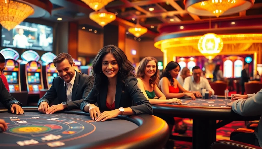 Engaged players enjoying thrilling games at Canadian casinos online in a luxurious setting.