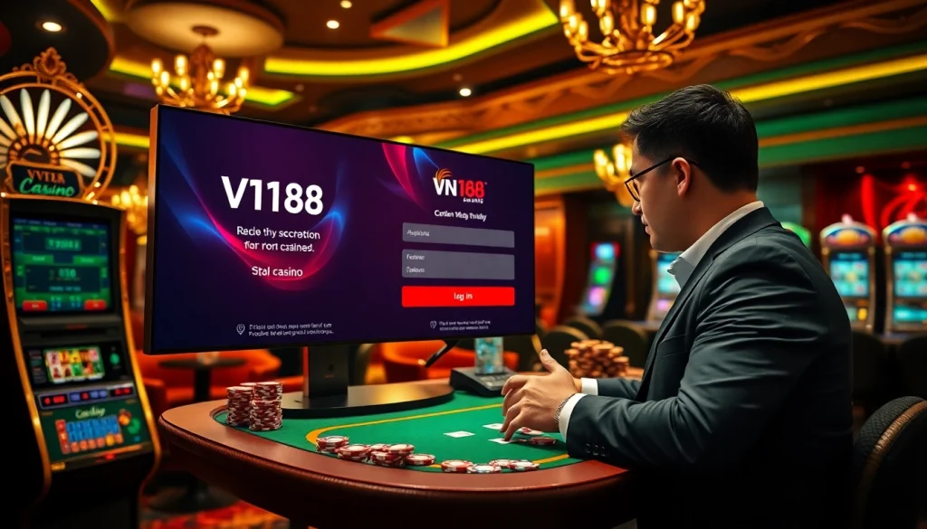 Engaging gambling experience with VN168 đăng nhập interface and casino elements.