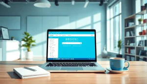 Youdao translation download interface displayed on a modern laptop in a productive workspace
