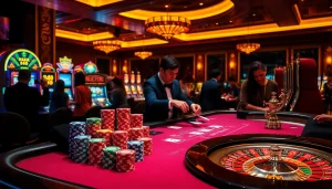 Experience thrilling moments at Tha bet with vibrant casino games, poker chips, and roulette action.