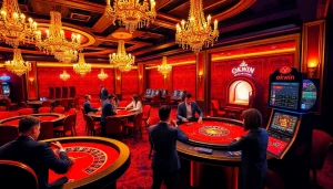 Experience the thrill of Okwin gaming with players at a luxury casino table.