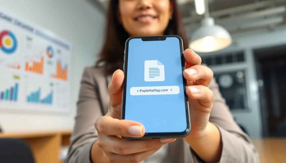 Learn how to monetize a single file link in a professional office with a businessperson using a smartphone.