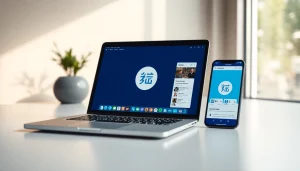 A modern view of 搜狗浏览器 showcasing its user-friendly interface on a laptop and smartphone.
