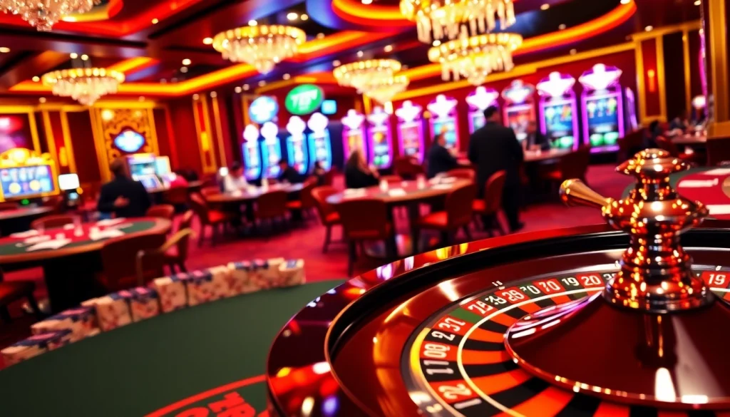 Enjoy thrilling gaming action at 789BET with poker tables, roulette wheel, and slot machines.