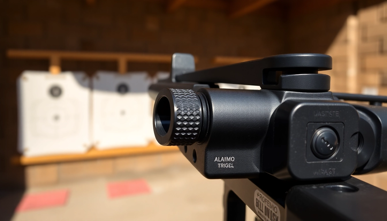 Showcasing Alamo 15 trigger 3 position with precision engineering in a professional shooting setup.