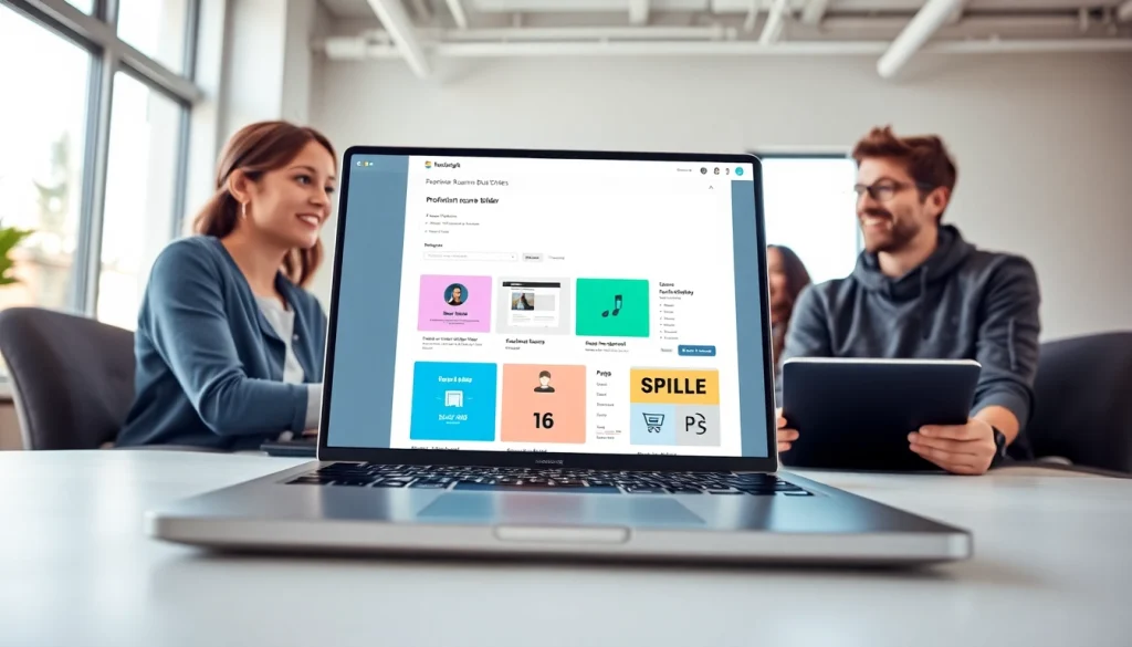 Design a standout Resume Builder with vibrant templates showcasing a professional layout.