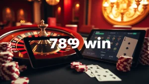 Experience the thrill of gambling at 789 win with luxurious casino tables and poker chips.