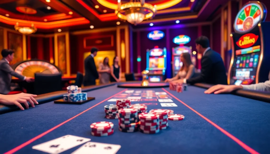 kkwin kkwin poker table scene showcasing vibrant excitement and high-stakes gambling atmosphere.