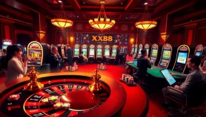 Engaging casino atmosphere featuring gambling elements from https://xx88.pizza/ with lively players and classic games.