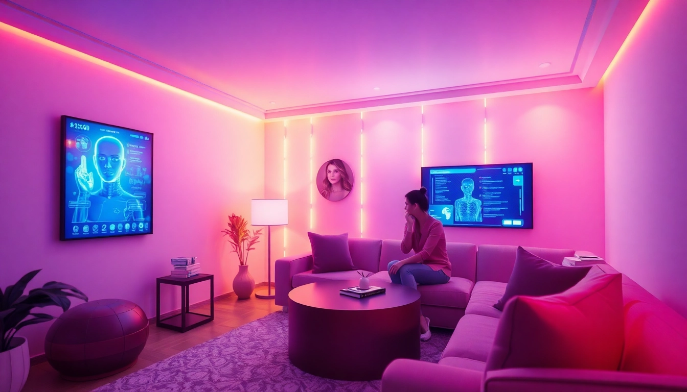 Engaging sex chat ai interactions in a vibrant virtual environment, inviting atmosphere.
