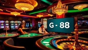 Exciting players enjoy high-stakes games at GG 88 casino tables, immersing in vibrant betting action.