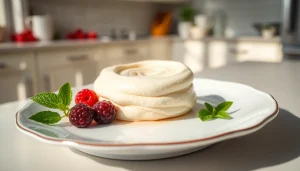 Proef de romige mousseline in een elegant gepresenteerd dessert met verse bessen.