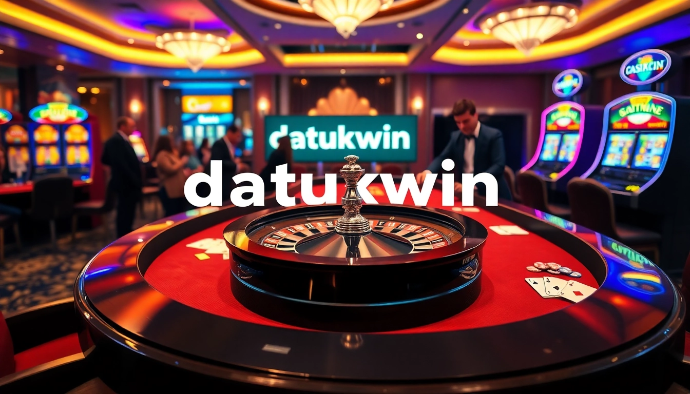 Penjudi menikmati adegan kasino yang hidup dengan Datukwin di layar digital.