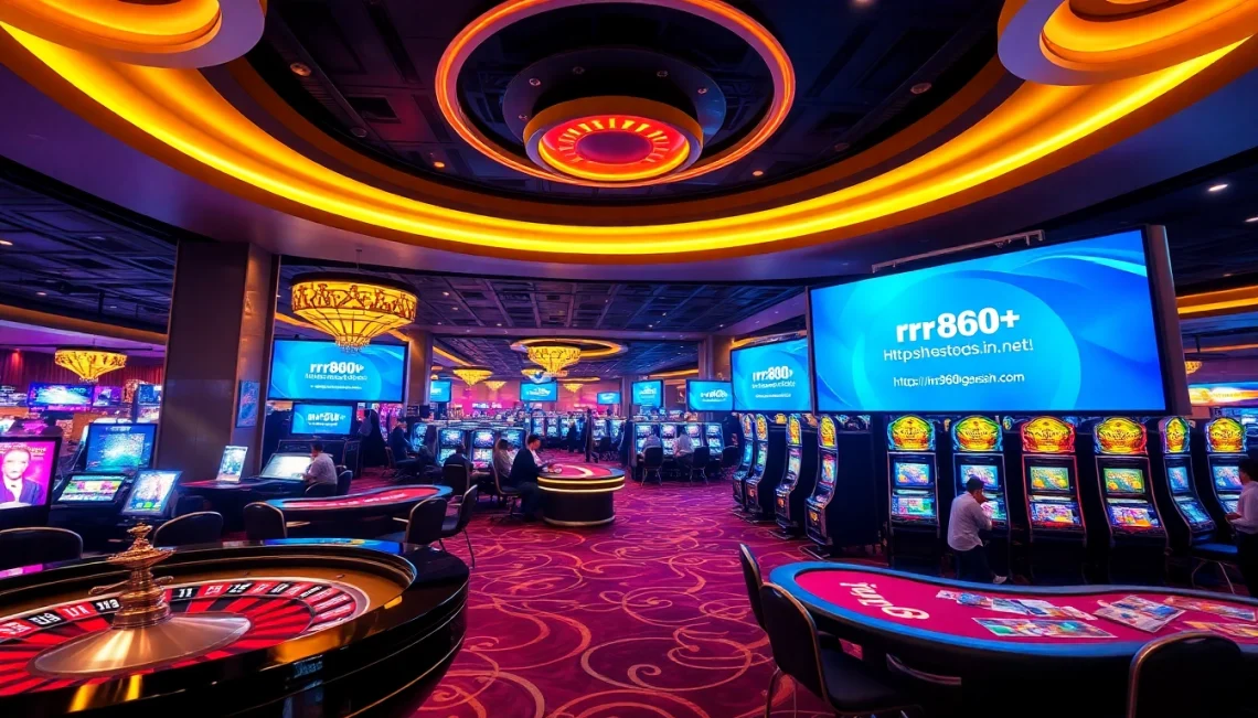 Experience thrilling action at https://rr888.in.net/ with bustling poker and roulette tables in a luxurious casino.