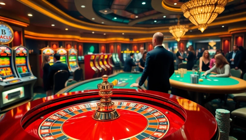 Gambling enthusiasts enjoying a dynamic roulette game at a luxurious casino, highlighting hidden wiki themes.