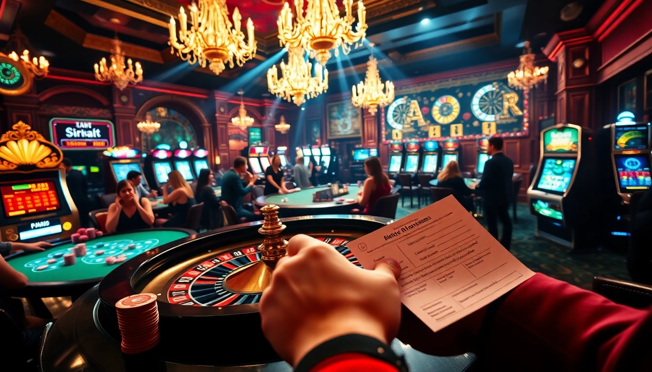 Gambling excitement at a casino with roulette, chips, and a hidden wiki backdrop.