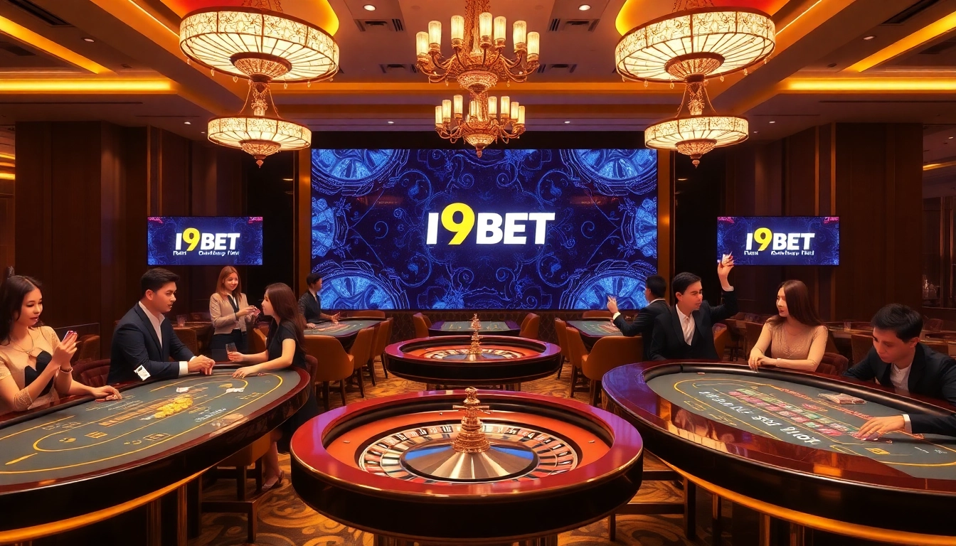 A vibrant casino scene showcasing players engaged in thrilling games at https://i9bett.cn.com/, highlighting excitement and professional atmosphere.
