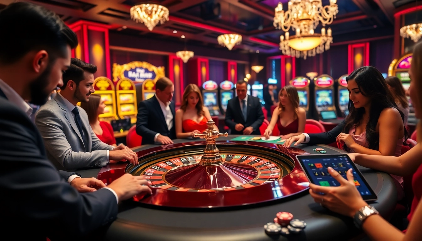 SODO-themed casino scene with roulette table, players, and vibrant atmosphere.