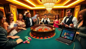 Players engaging in high-stakes gambling at topclub roulette table, showcasing excitement and strategy.