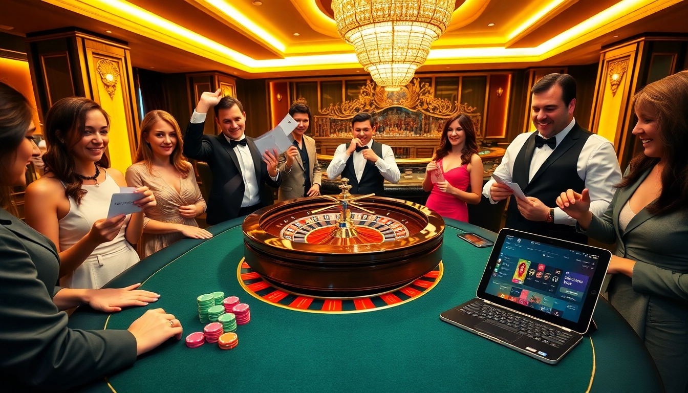 Players engaging in high-stakes gambling at topclub roulette table, showcasing excitement and strategy.
