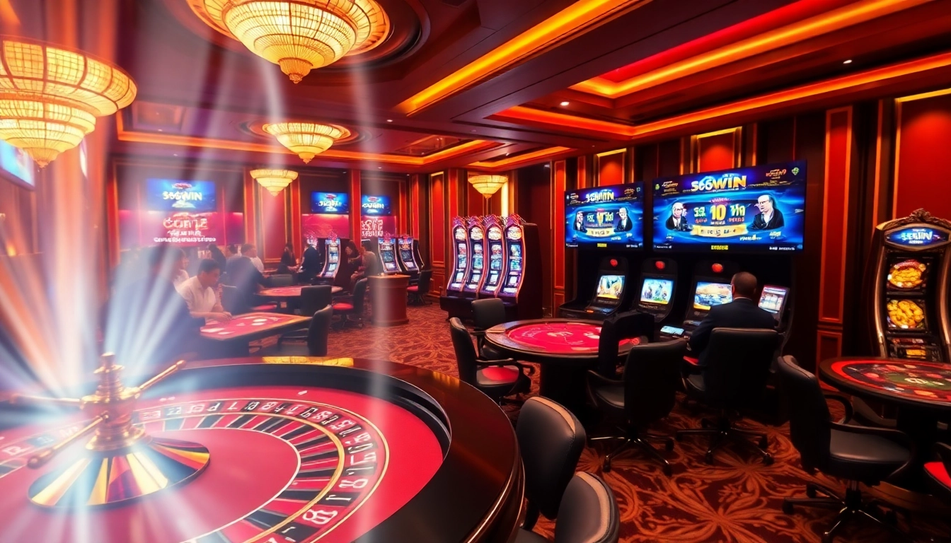Engage in thrilling games at the Trang Chủ 56WIN casino with vibrant tables and exciting gaming machines.