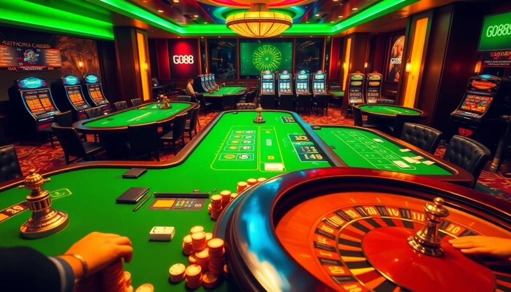 Experience the excitement of go88 with vibrant casino games and engaging players at the table.