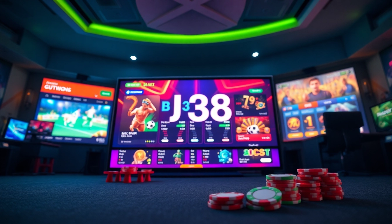 Engaging BJ38 online betting scene showcasing diverse games and vibrant graphics.