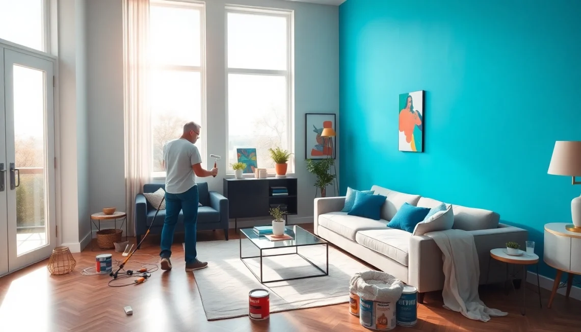 Interior Painting Companies delivering professional services in a stylish living room.