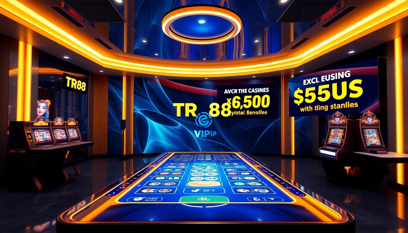 TR88 Vip online gaming platform showcasing luxurious casino features and interactive games.