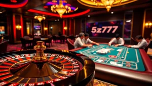 Experience the thrill of gaming with 5z777 at an elegant casino table.