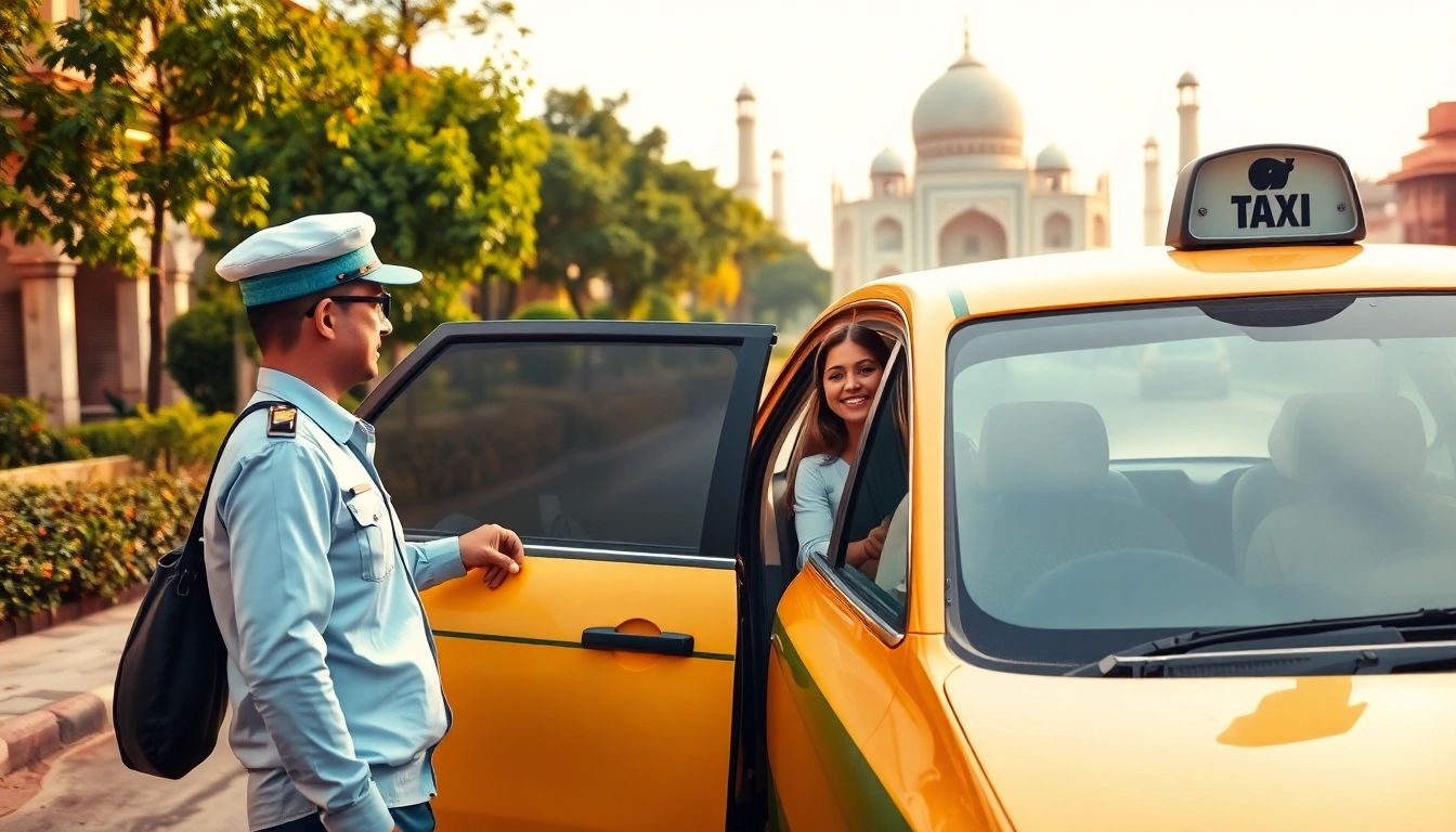 Agra Taxi service providing trusted rides near the Taj Mahal for tourists.