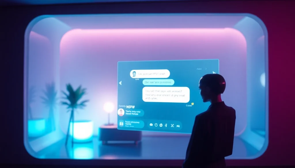 Engaging interaction with an NSFW AI chatbot in a futuristic digital environment