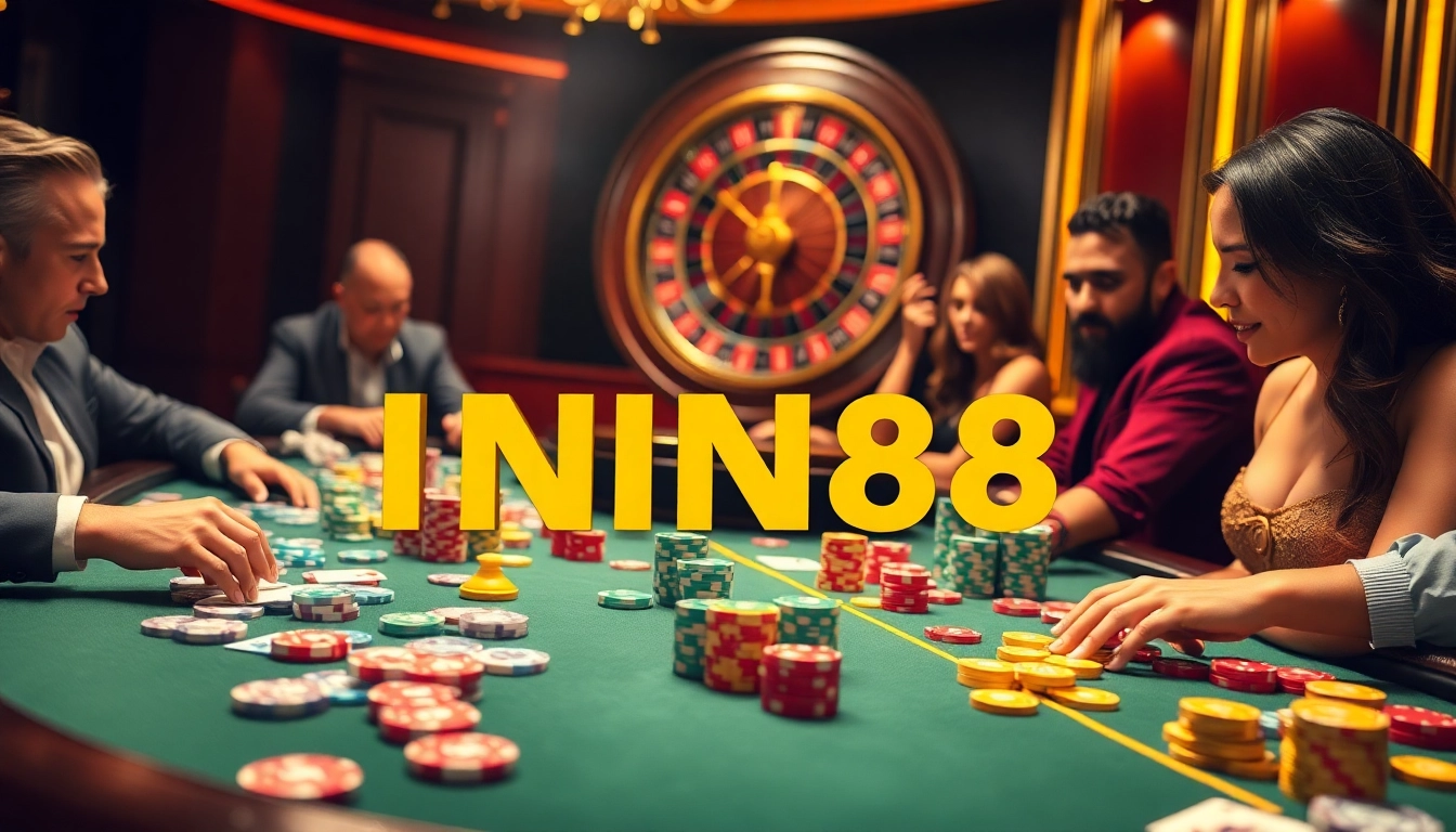 Engaging poker game scene at IWIN68 with vibrant chips and cards.