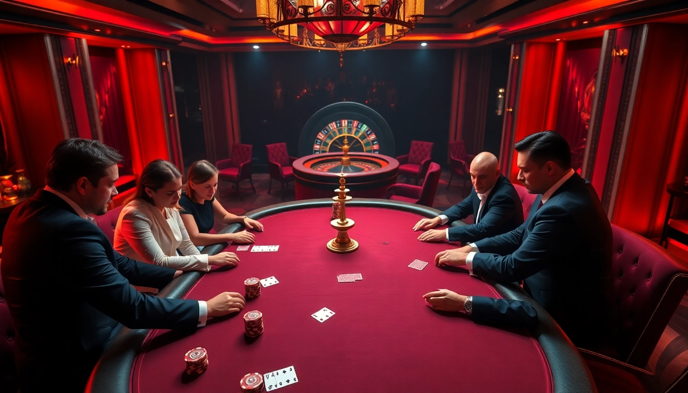 Players at a high-stakes poker table, highlighting the excitement of gambling at https://s666hn.com/.