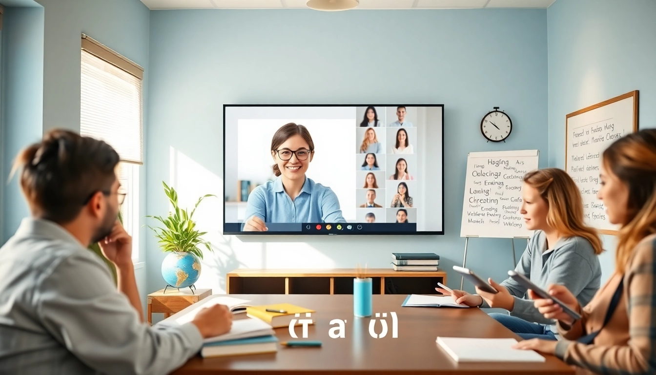 ビズメイツ 体験レッスンに焦点を当てた、フレンドリーな講師と多様な学習者が参加する魅力的なオンライン英語レッスン。