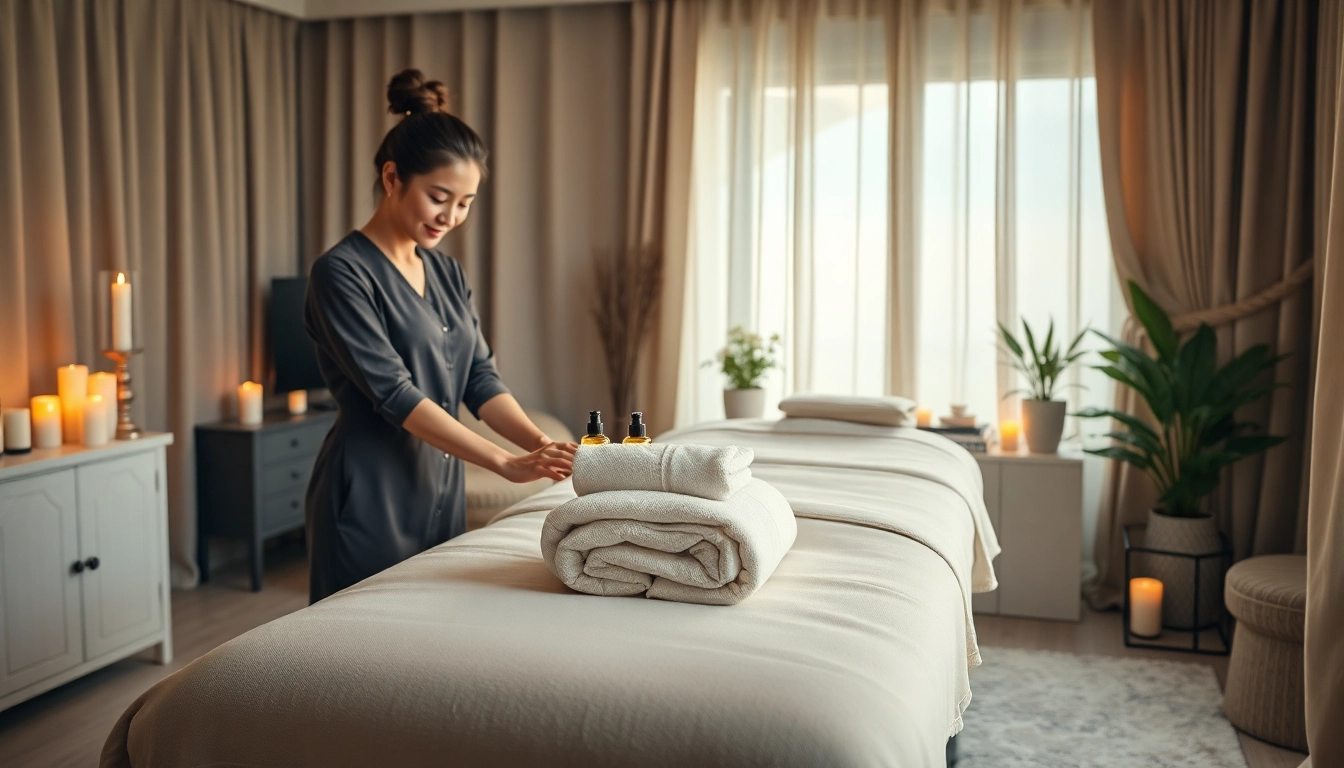 Premium 출장마사지 setup in a calming environment with an attractive therapist.