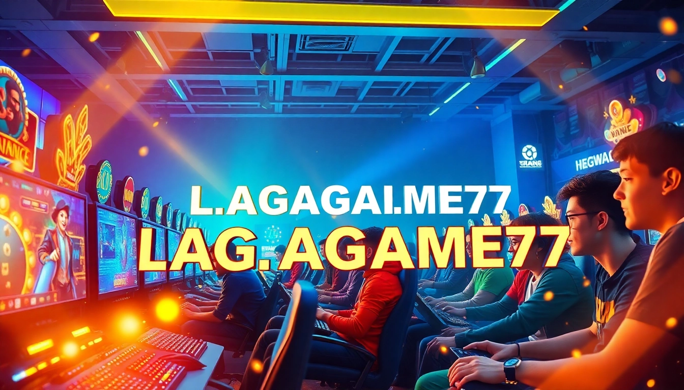 LAGAGAME77 showcases immersive online gaming with vibrant graphics and diverse gamers enjoying exciting gameplay.