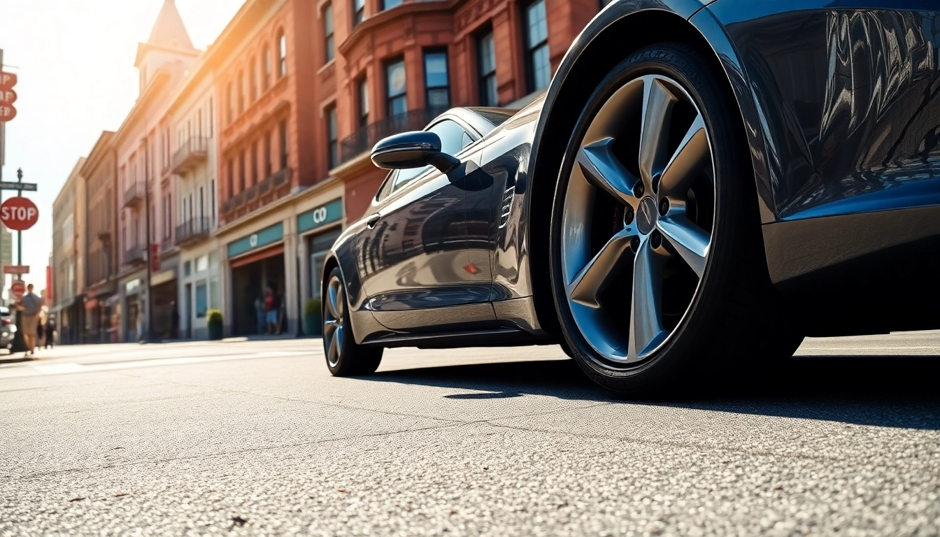 Reveal the benefits of PPF Chattanooga with a car showcasing a glossy film finish on a Chattanooga street.