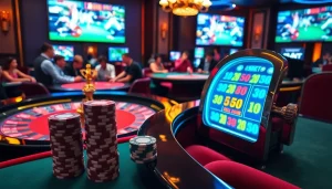 Experience thrilling gaming at i5bet's vibrant casino with roulette and slot action.