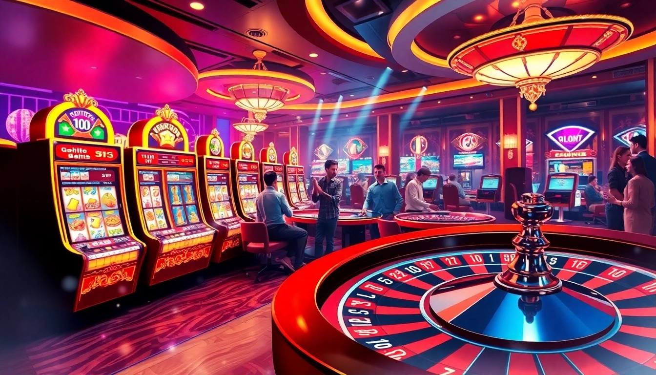 Players enjoying thrilling slot games with apk jaya theme in a luxurious casino setting