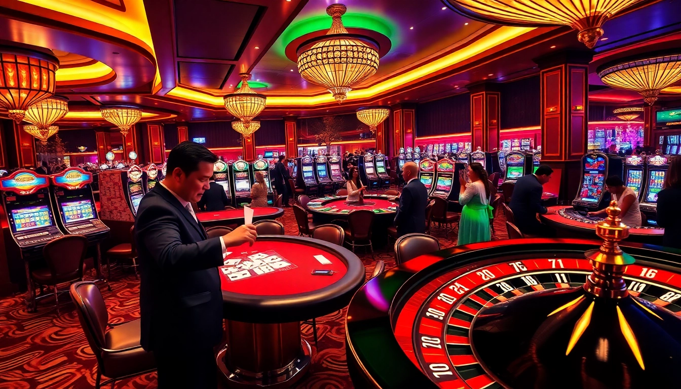 SODO Casino's vibrant gaming tables and thrilling atmosphere with excited players betting.