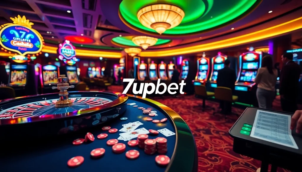 Engaging players experience the excitement of 7upbet in a luxurious online casino setting.