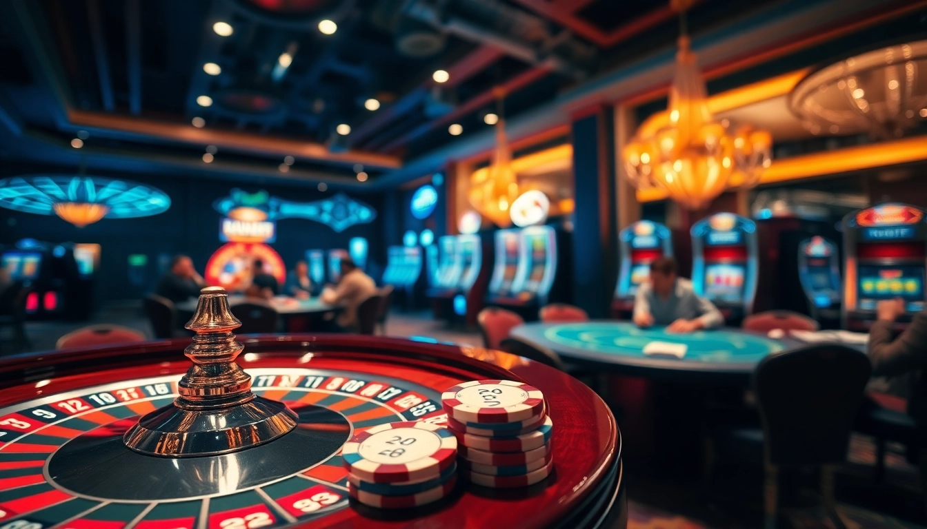 Players engaging in high-stakes action at 222bd casino tables with vibrant lights.