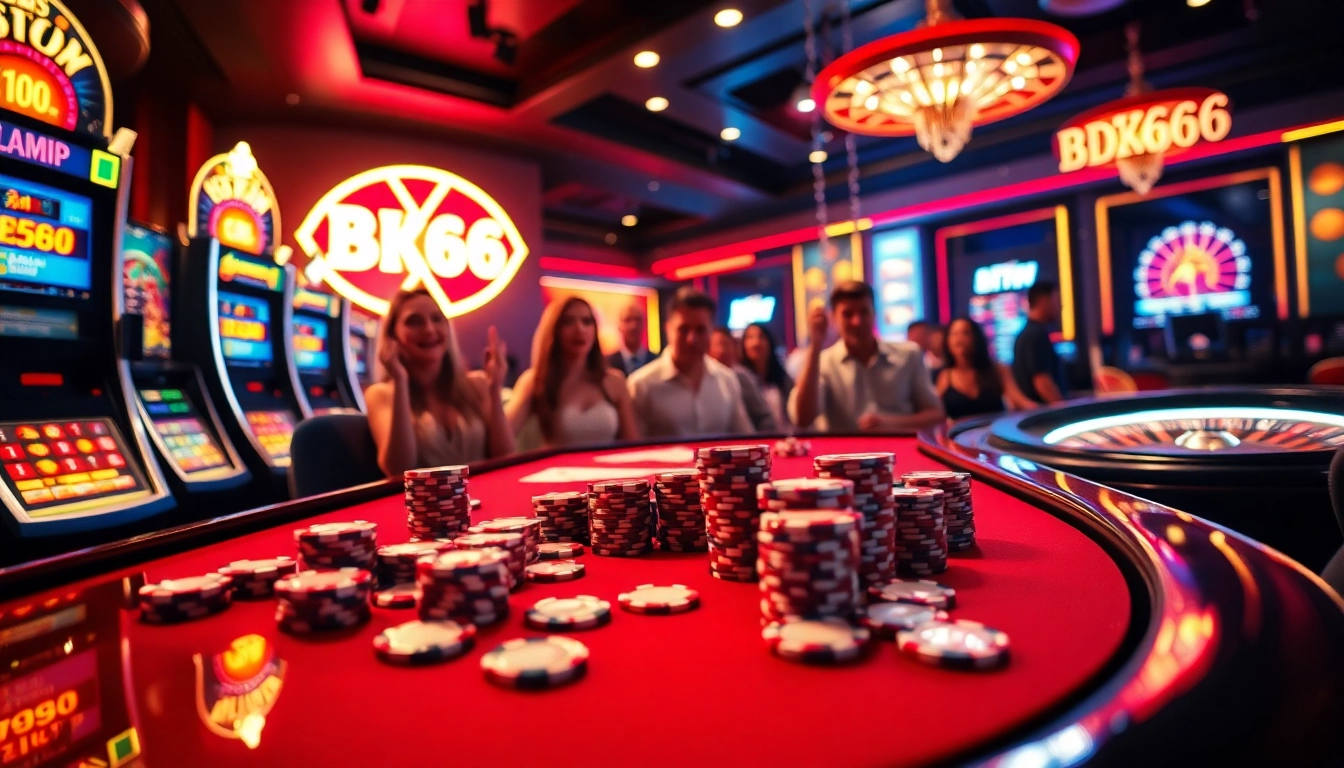Experience vibrant gameplay at BDTK666's luxurious poker table with high-stakes chips and exciting casino atmosphere.