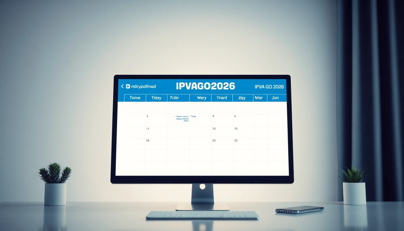 Access the IPVA GO 2026 calendar on a digital screen, featuring detran go for hassle-free payments.