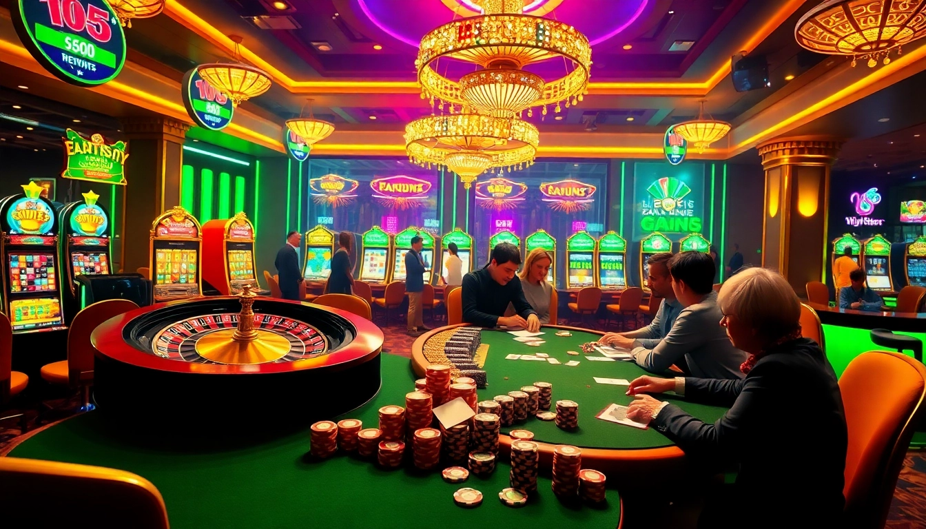 A dynamic game scene at the lv88 casino featuring roulette, poker chips, and engaged players.